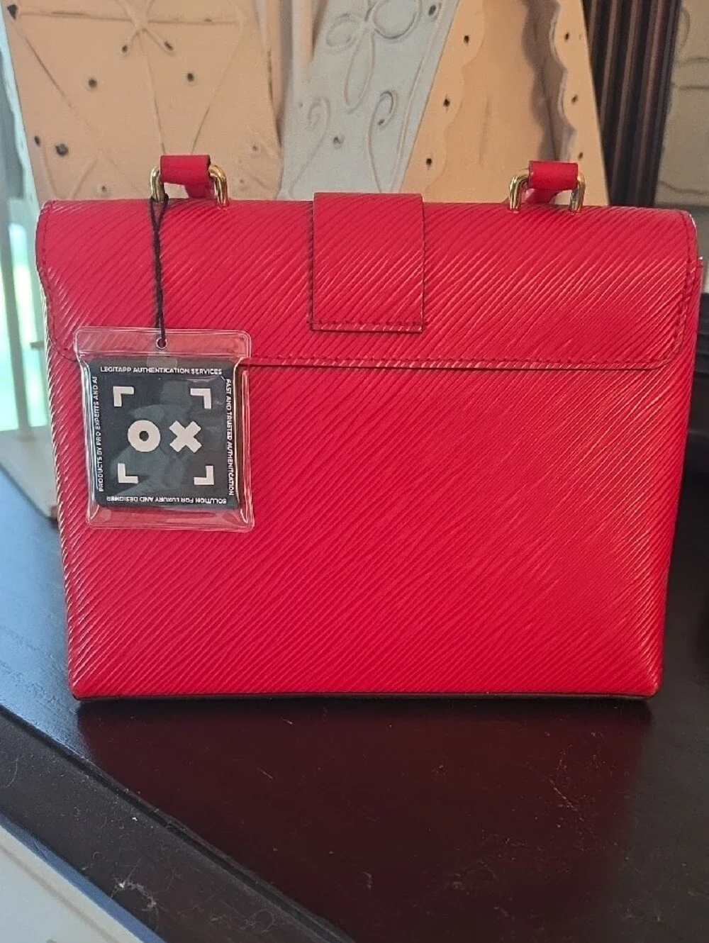 Louis Vuitton Red Epi Leather Top Handle Satchel with Gold Padlock Accent